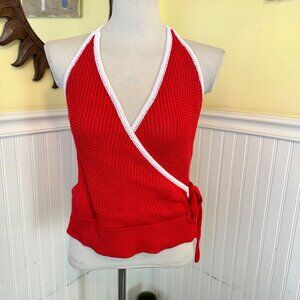 Robertson Rodeo NWT L Red crochet Knit Halter Top